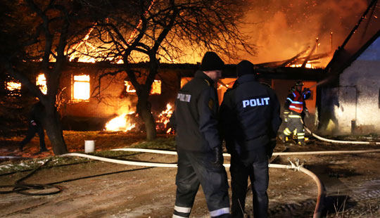Lig fundet i brandtomt