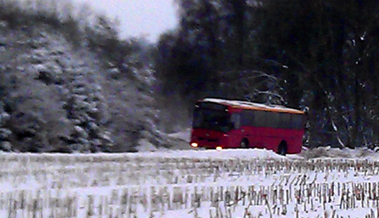 Skolebus k�rte i gr�ften