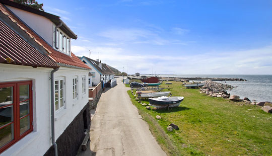 Hus med flot solnedgang