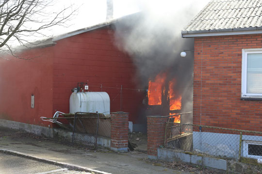 Brand i bygning i Hasle