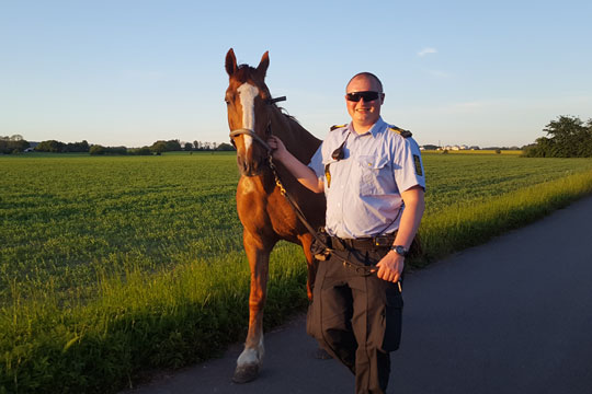 Politifolk fangede l�s hest