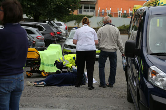 Kvinde p�k�rt af taxa ved Griffen