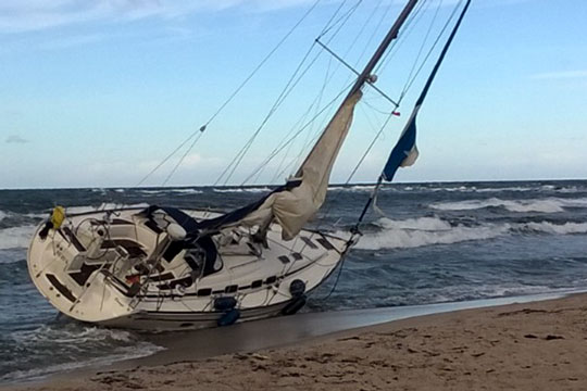 Sejlb�d blev meget beskadiget