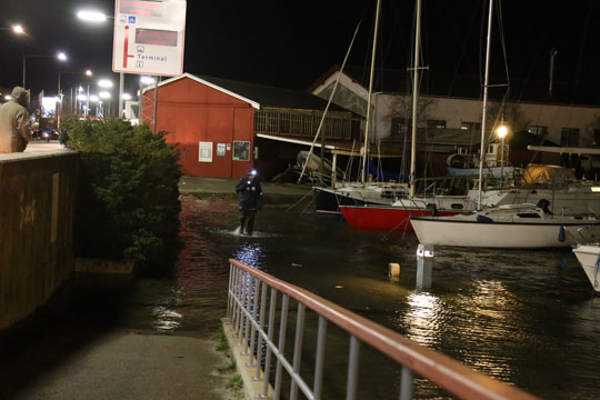 H�jvandet har toppet i R�nne Havn