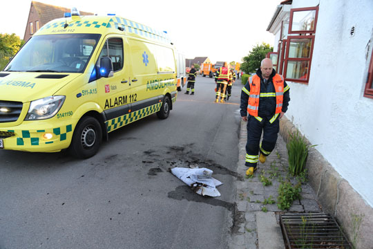Mand p� hospital efter brand