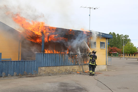 Brand i Nex� Boldklubs klubhus