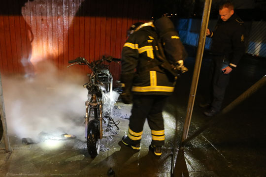 Afbr�ndt knallert var stj�let