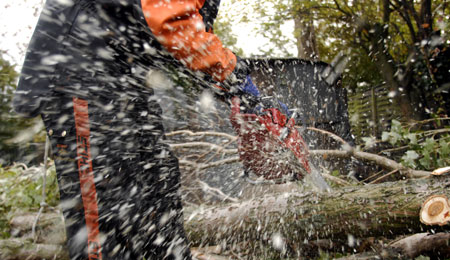 Storm tog fat i campingvogn og tr�er