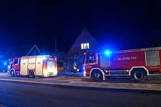 Brand i skorsten i villa i R�nne