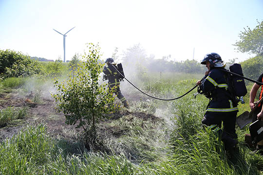 Brand i gr�spl�ne i R�nne