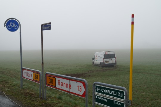 Varebil kom p� afveje