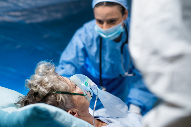 En indlagt med corona p� hospitalet