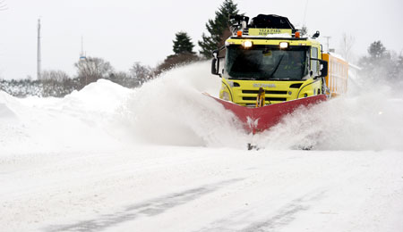 60 i arbejde under sneberedskab p� Bornholm