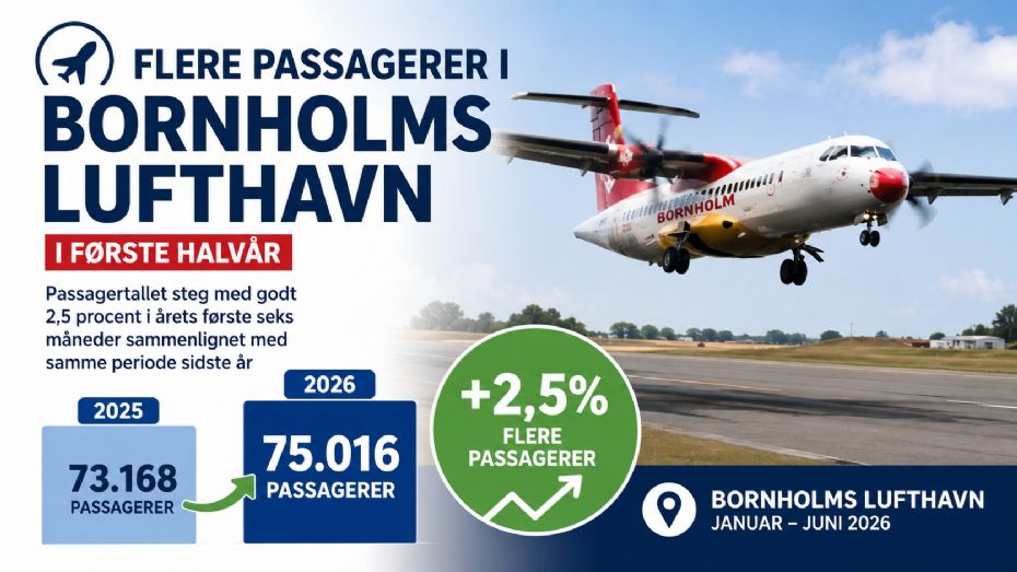 Flere passagerer i Bornholms Lufthavn i f�rste halv�r