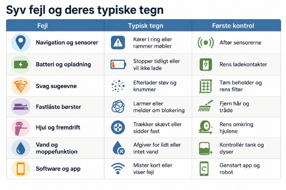 Her er syv almindelige skader og fejl p� robotst�vsugere